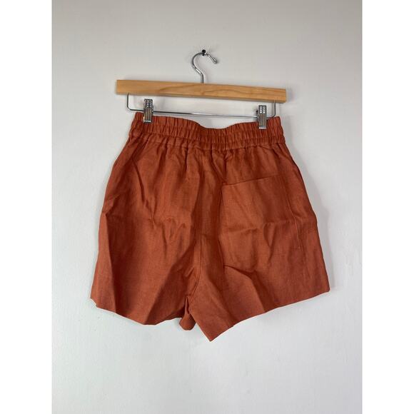 NWT Rhode Kina Linen Pull On Smocked Elastic Waistband Short Clove Size: XS - Picture 6 of 7